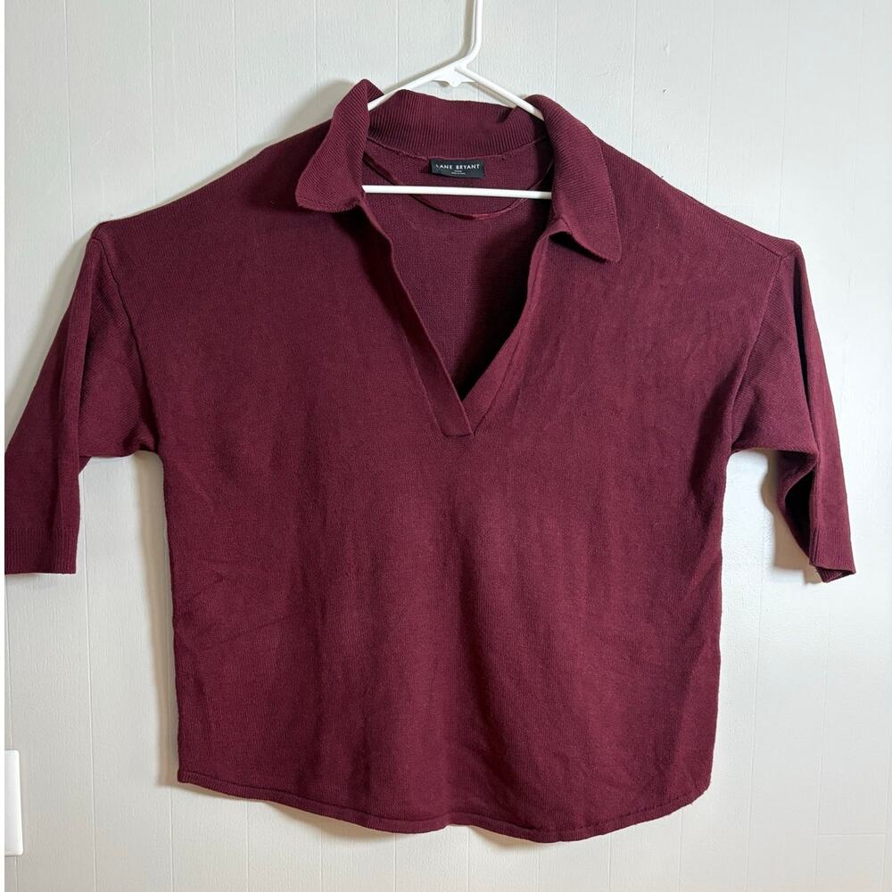 Lane Bryant 22/24 Drop Shoulder V Neck Collared Sweater